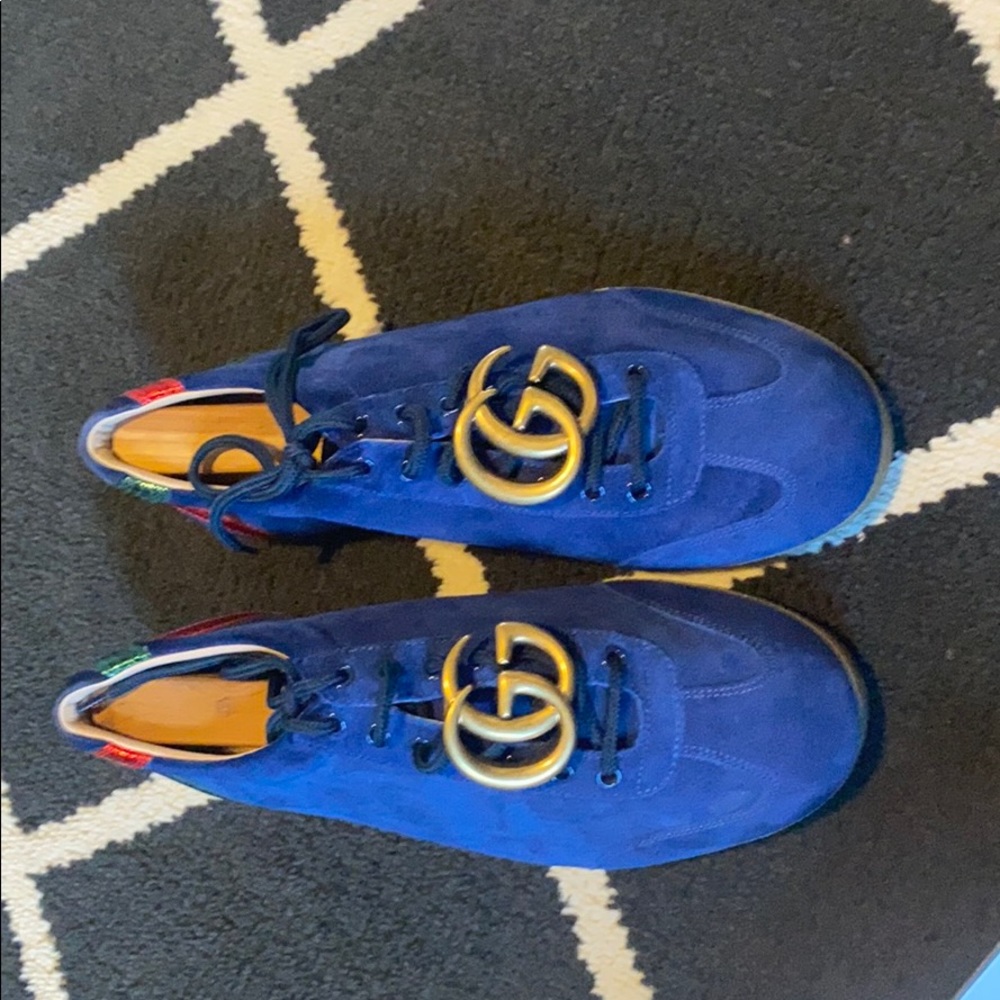 Royal blue GG Bambi sneakers/ brass GG hardware